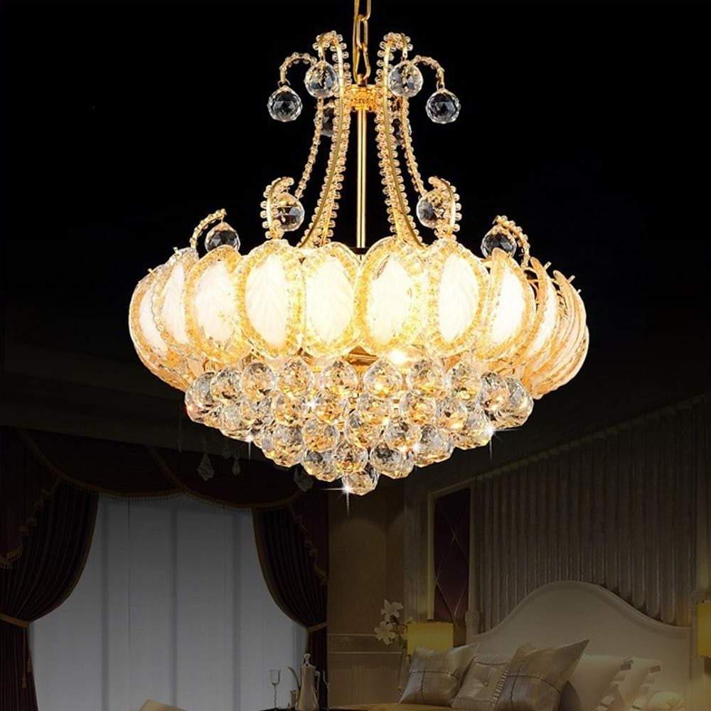 8-Light Crystal Chandelier - Modern Vintage Gold Silver Metal Frame