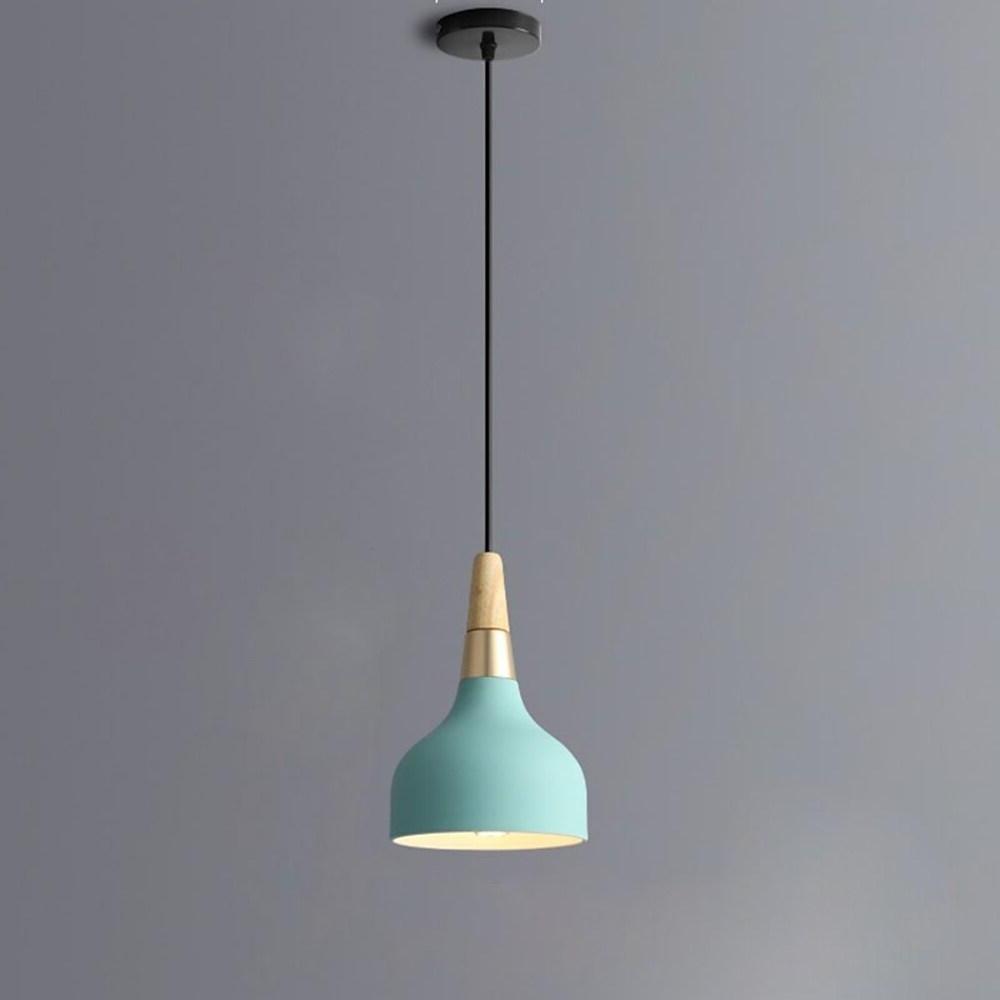 Modern Wood Metal Pendant Light LED Lantern Hanging Lamp