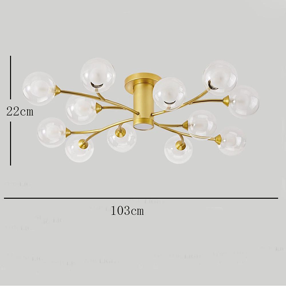 Modern Globe Glass Flush Mount Ceiling Light with LED Bulbs
