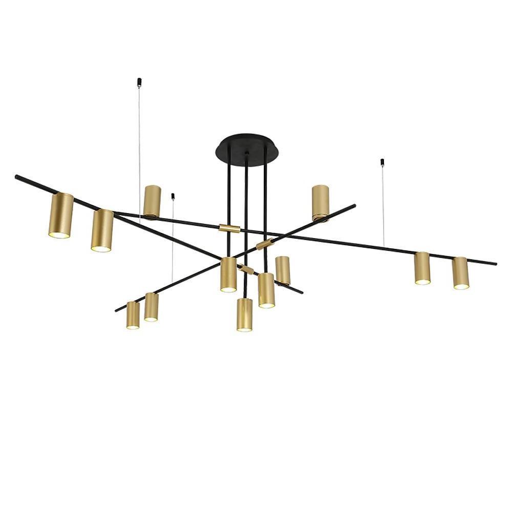 Sputnik Chandelier 12-Light Gold Metal Geometric Pendant Light