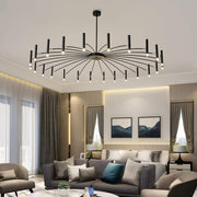 Modern 24-Light Sputnik Chandelier - 63'' Black Metal with Gold Tips