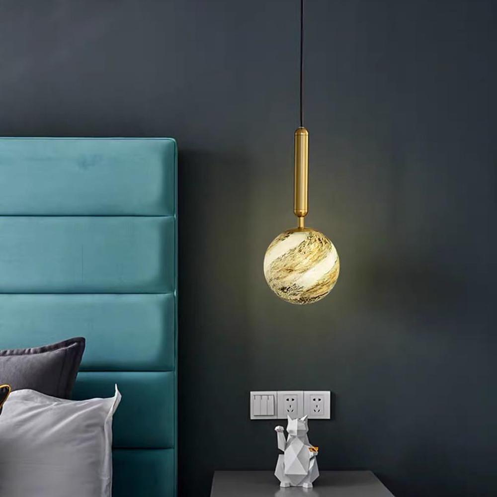 Distressed Globe Pendant Light Metal Acrylic Ceiling Fixture