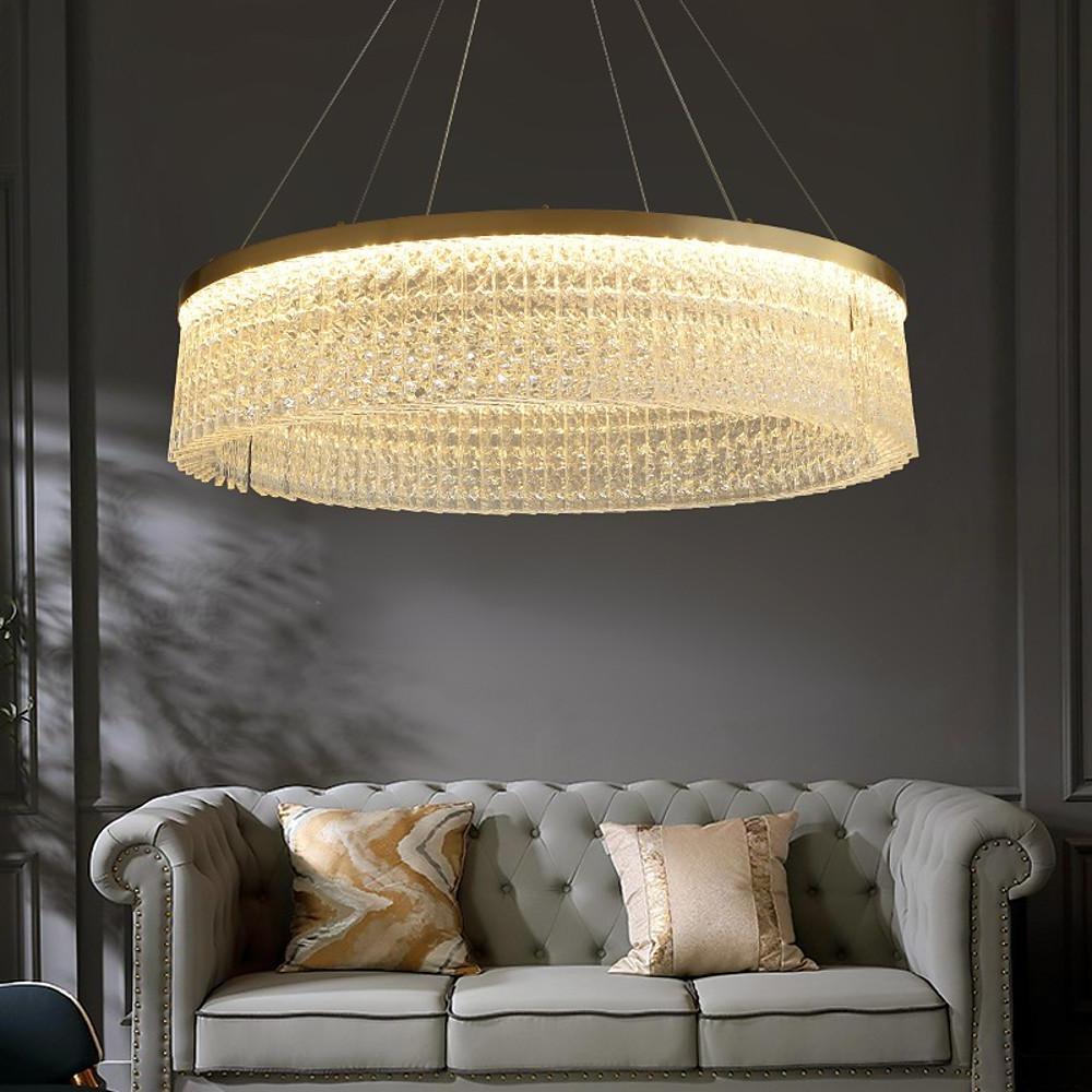 Crystal Glass Drum Pendant Light Modern Luxury Chandelier