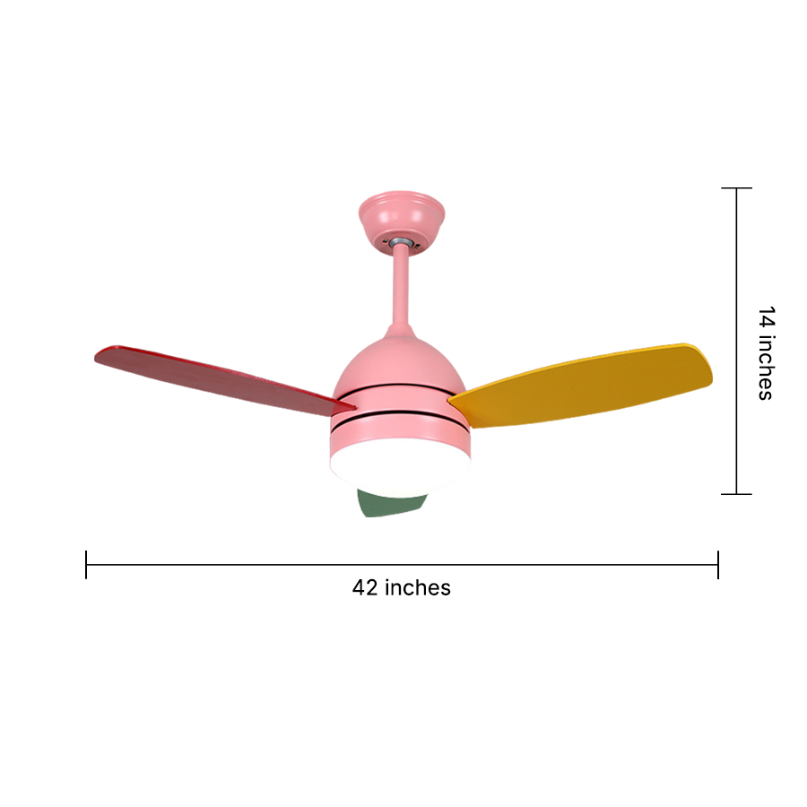 Modern Kids Ceiling Fan with Light | 42" Wood Blade Silent Fan