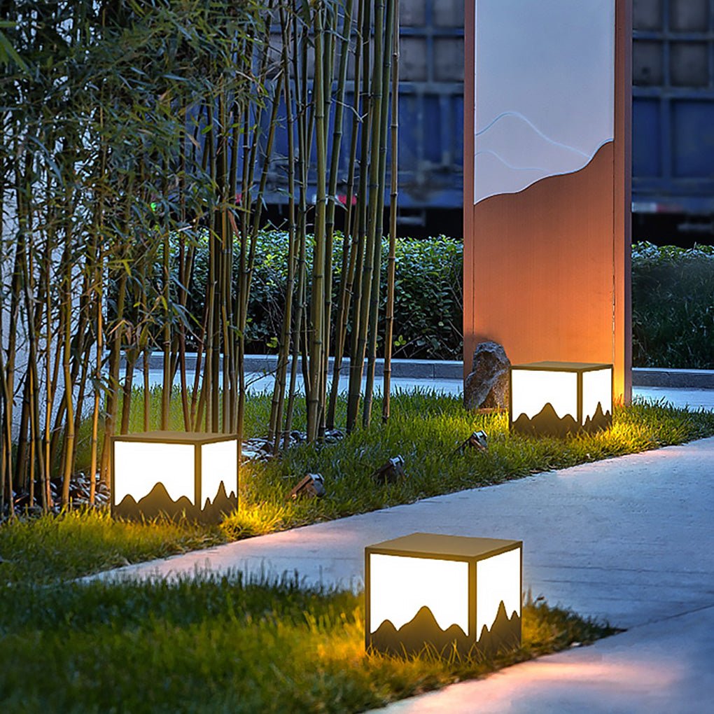 Mountain Silhouette Solar LED Outdoor Post Light Waterproof
