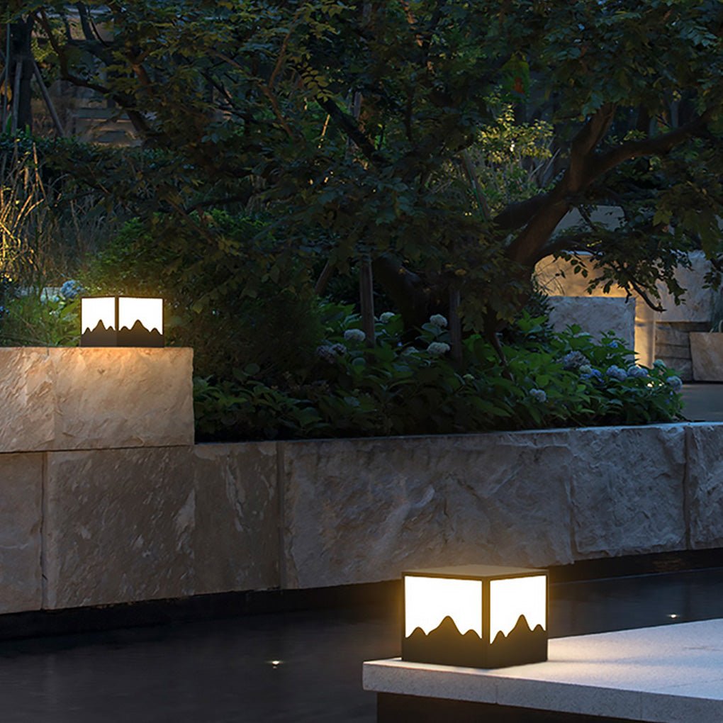 Mountain Silhouette Solar LED Outdoor Post Light Waterproof