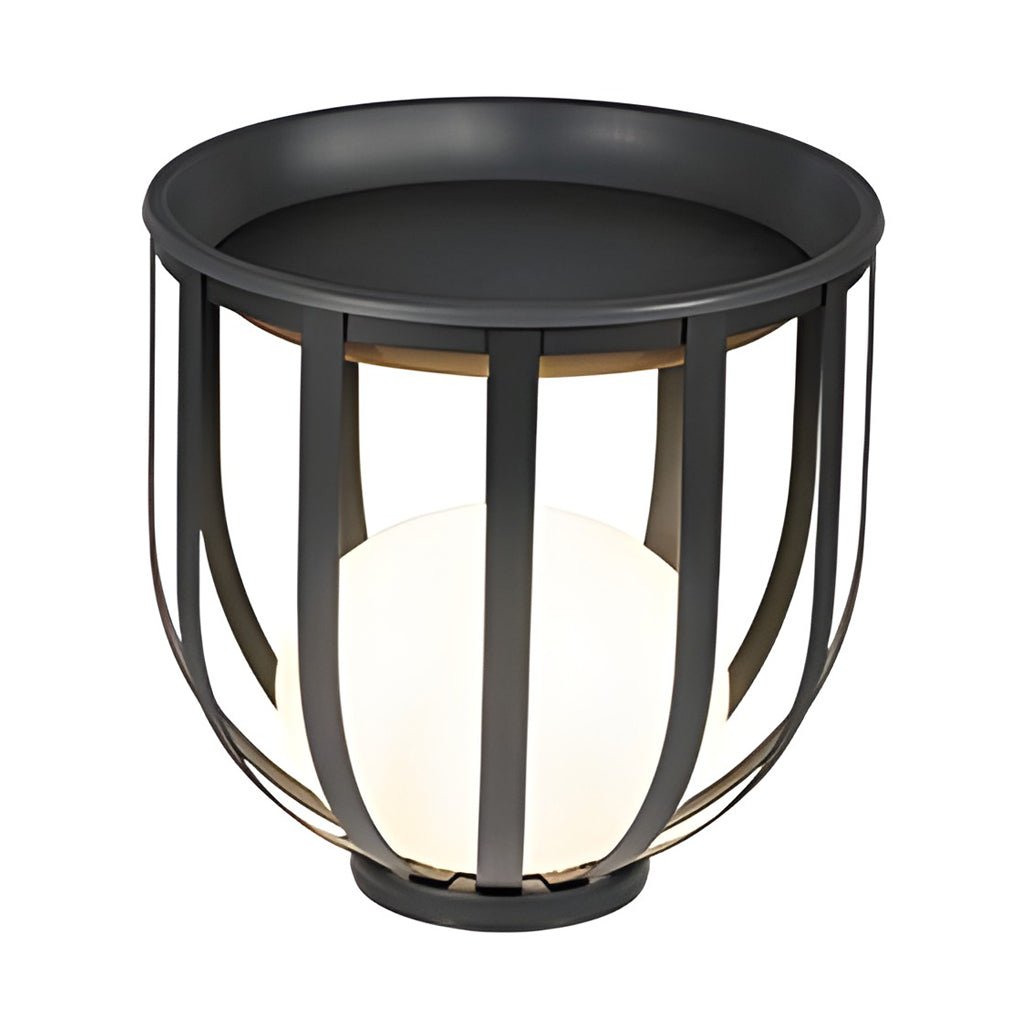 Solar LED Outdoor Floor Lantern with Tray - Industrial Style