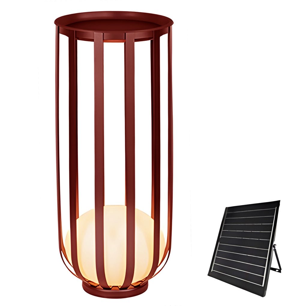 Solar LED Outdoor Floor Lantern with Tray - Industrial Style