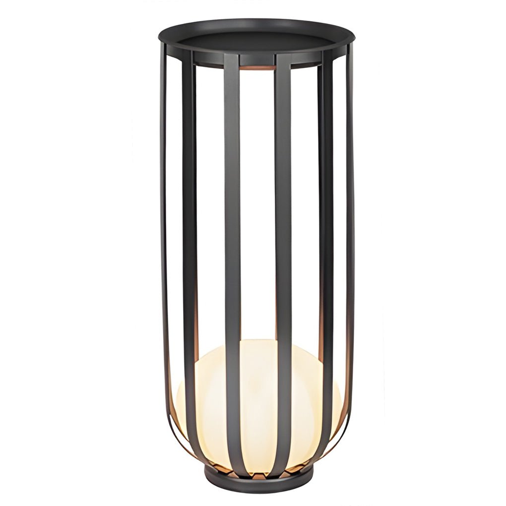Solar LED Outdoor Floor Lantern with Tray - Industrial Style