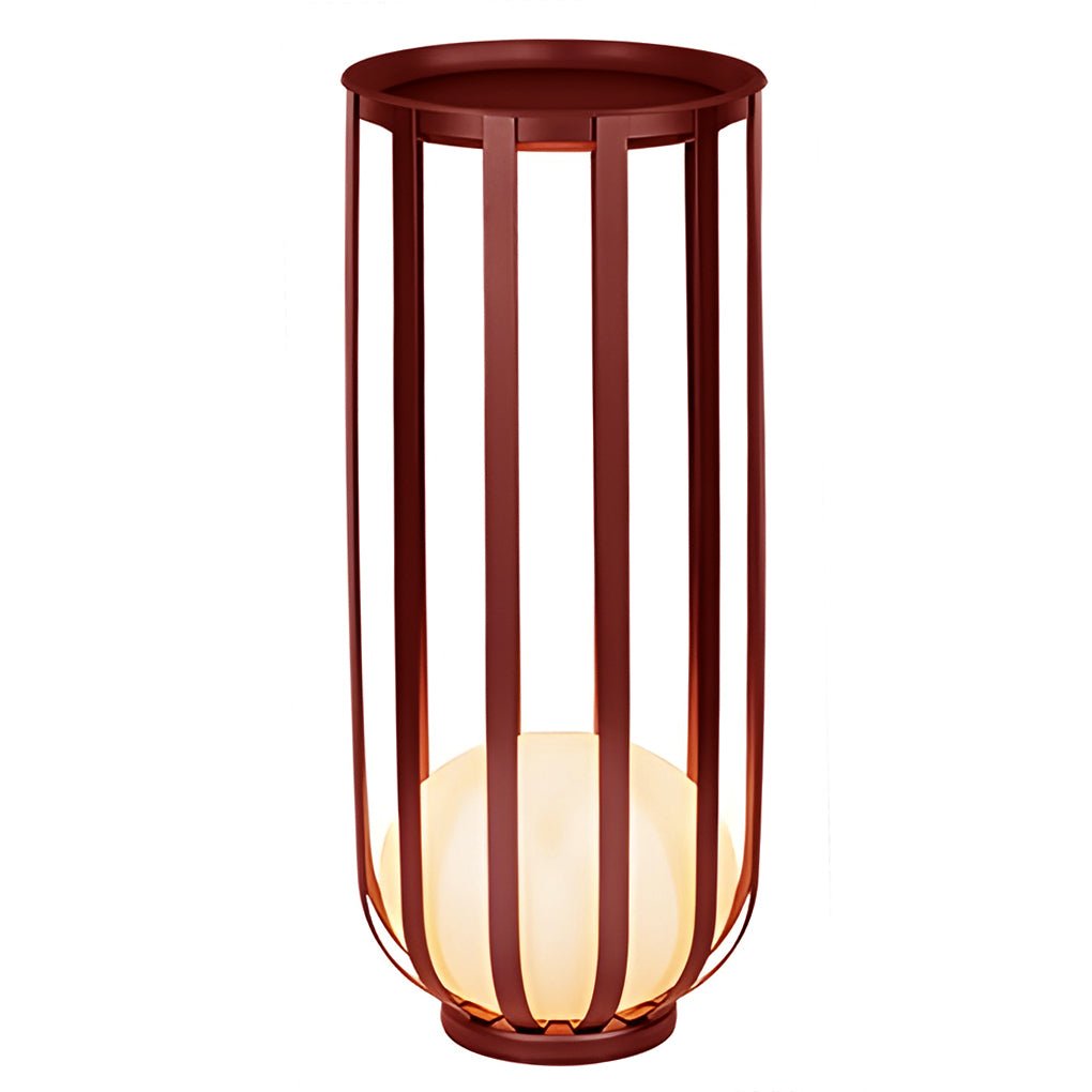 Solar LED Outdoor Floor Lantern with Tray - Industrial Style