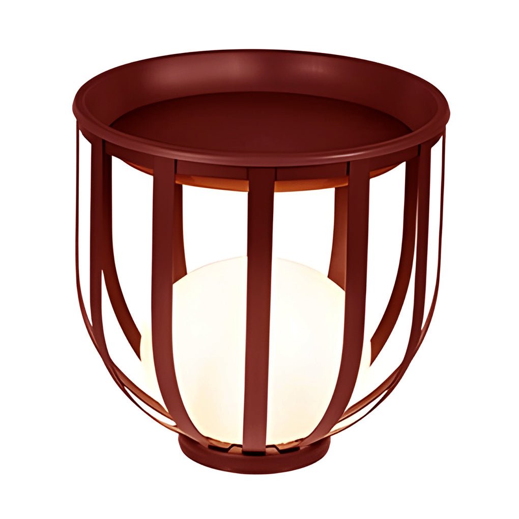 Solar LED Outdoor Floor Lantern with Tray - Industrial Style