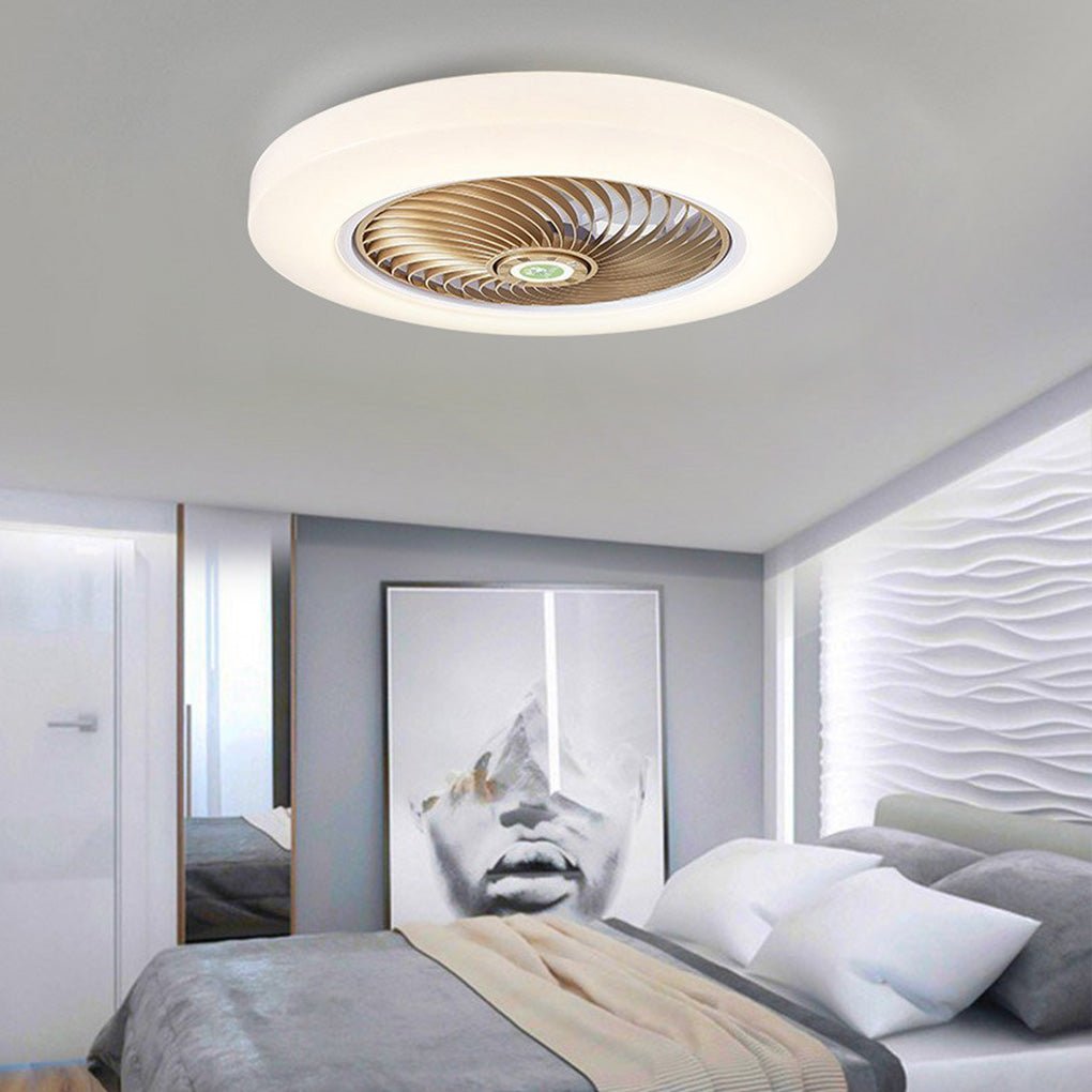 Bladeless Flush Mount Ceiling Fan with LED Light & Remote Control
