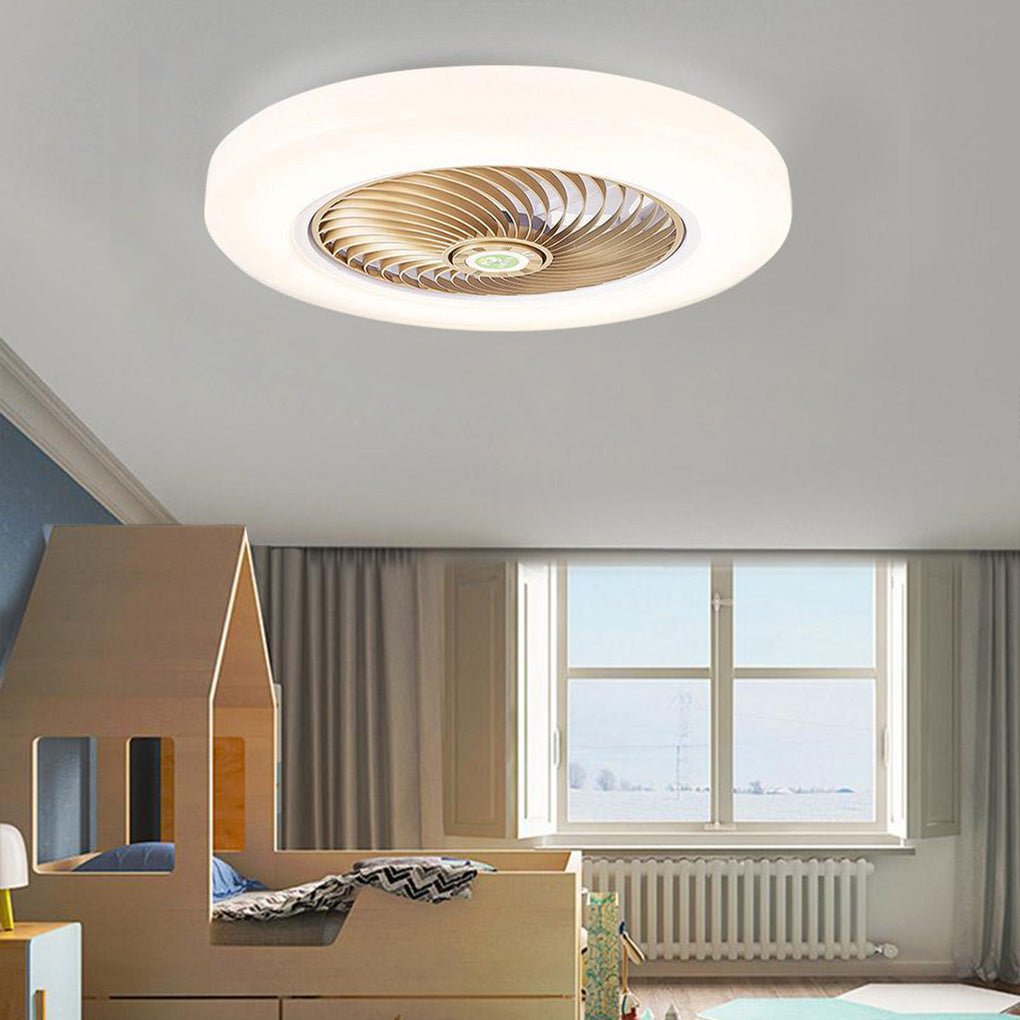Bladeless Flush Mount Ceiling Fan with LED Light & Remote Control