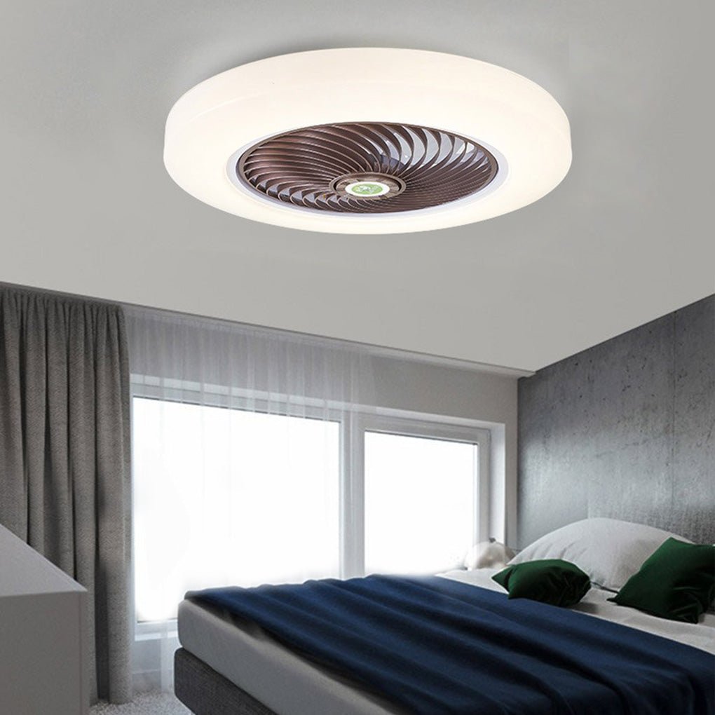 Bladeless Flush Mount Ceiling Fan with LED Light & Remote Control