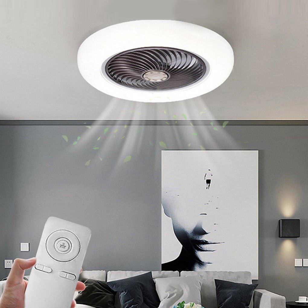 Bladeless Flush Mount Ceiling Fan with LED Light & Remote Control