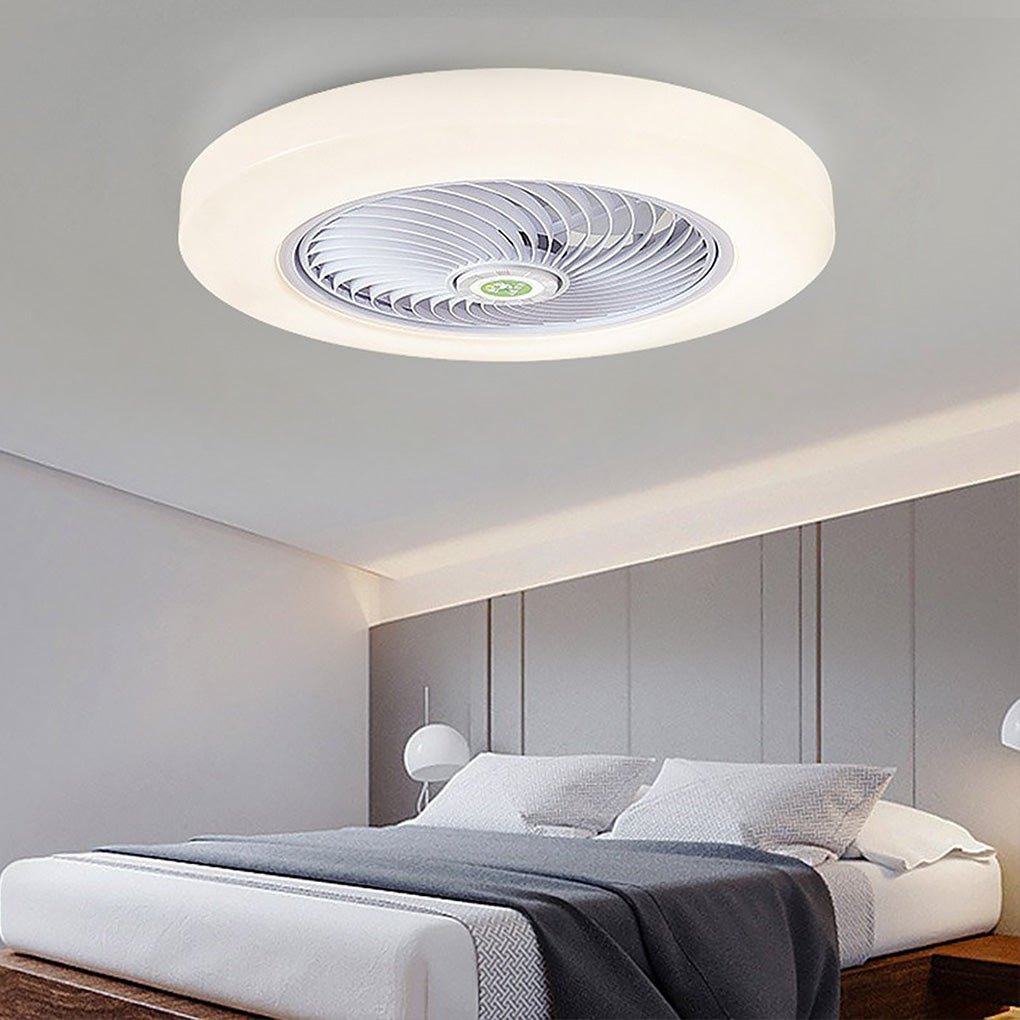 Bladeless Flush Mount Ceiling Fan with LED Light & Remote Control