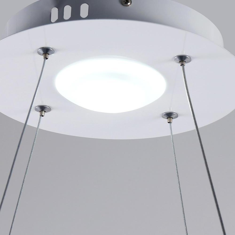 Modern LED Circular Pendant Light with Remote Control - Brushed Nickel