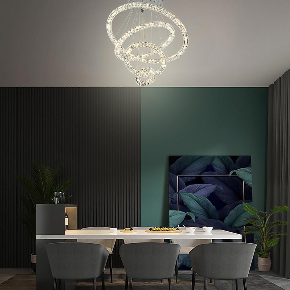 Crystal Tiered Ring Chandelier LED Pendant Light Vintage Design