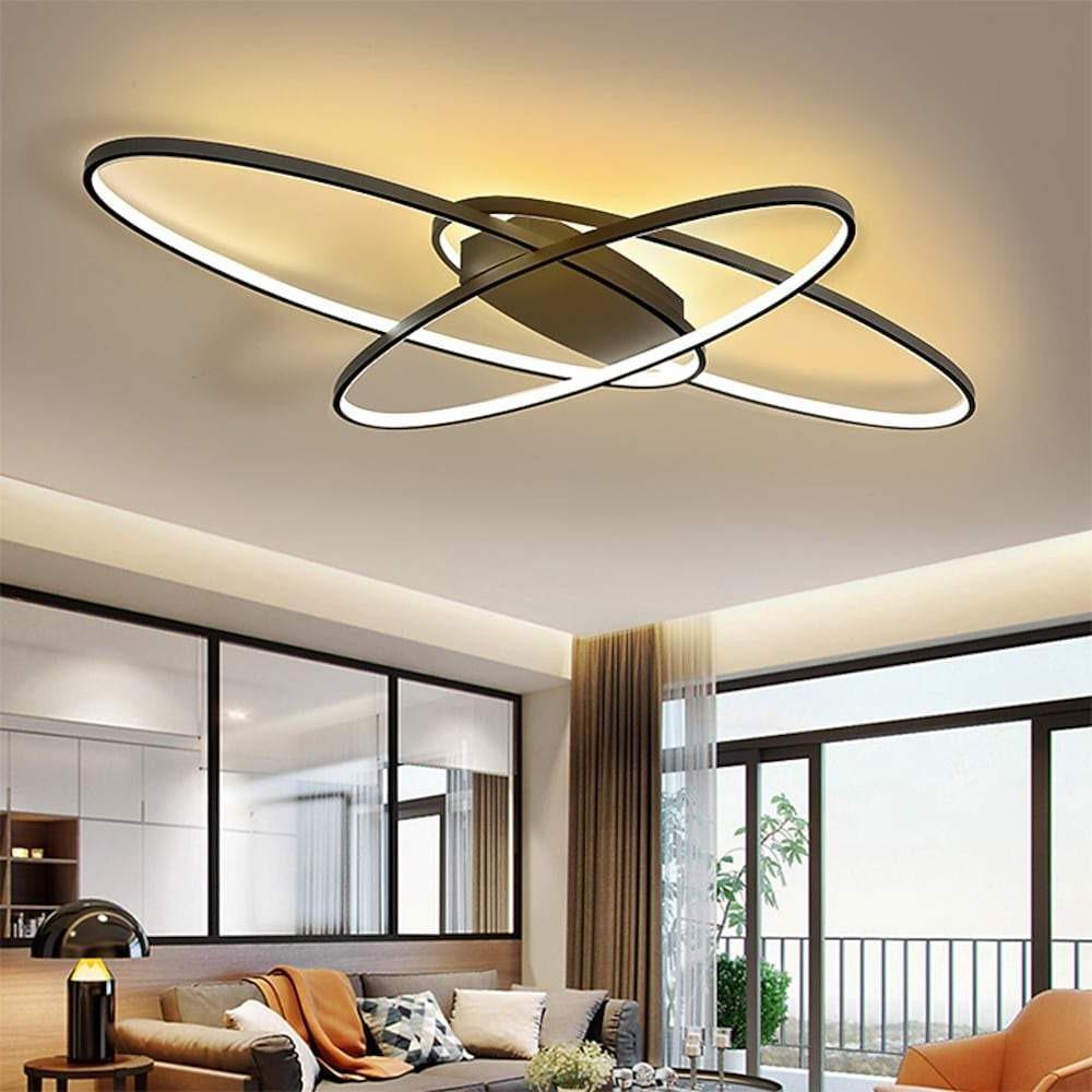 Overlapping Oval LED Flush Mount Ceiling Light - Modern Metal