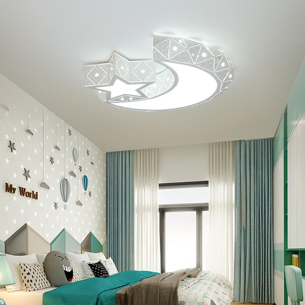 Moon Star LED Flush Mount Ceiling Light – Modern Kids Room Lighting