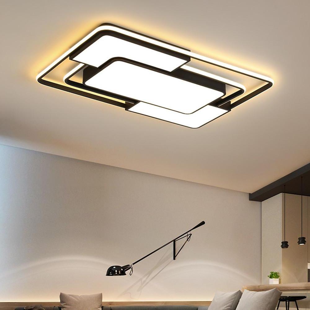 Modern Geometric LED Flush Mount Ceiling Light - Metal & Acrylic