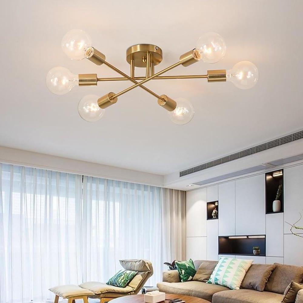Geometric Sputnik Semi Flush Mount Ceiling Light with 6 LED Bulbs