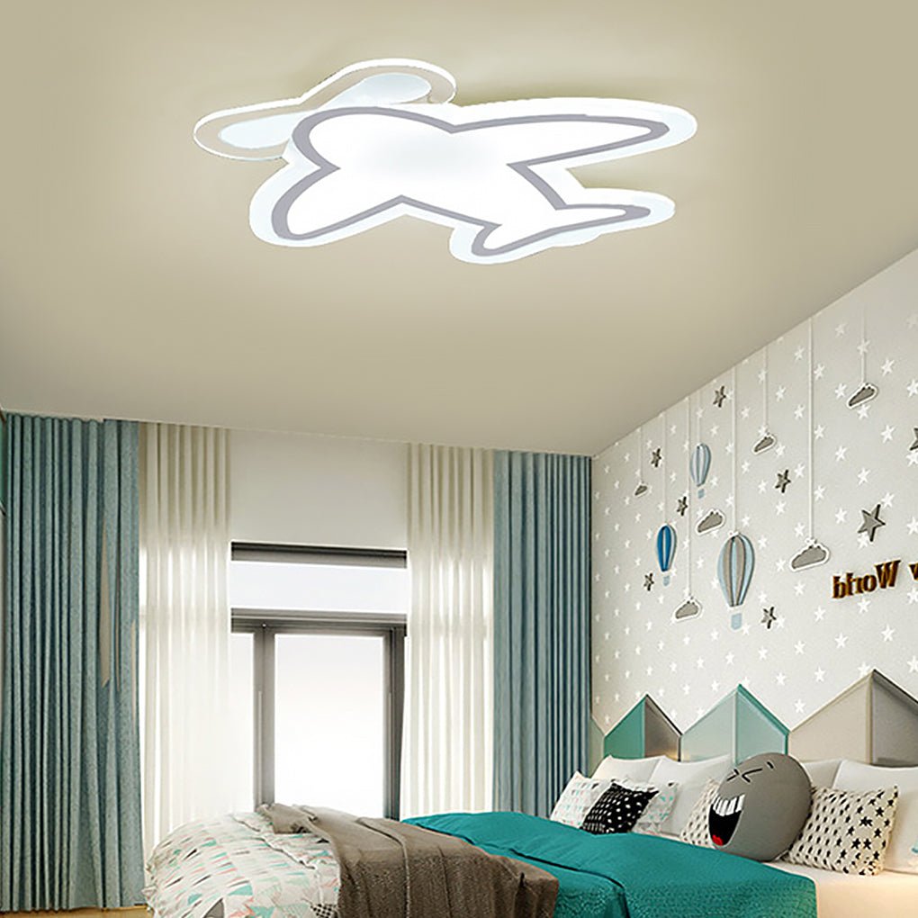 Aircraft Shaped LED Flush Mount Ceiling Light White Iron Kids Room