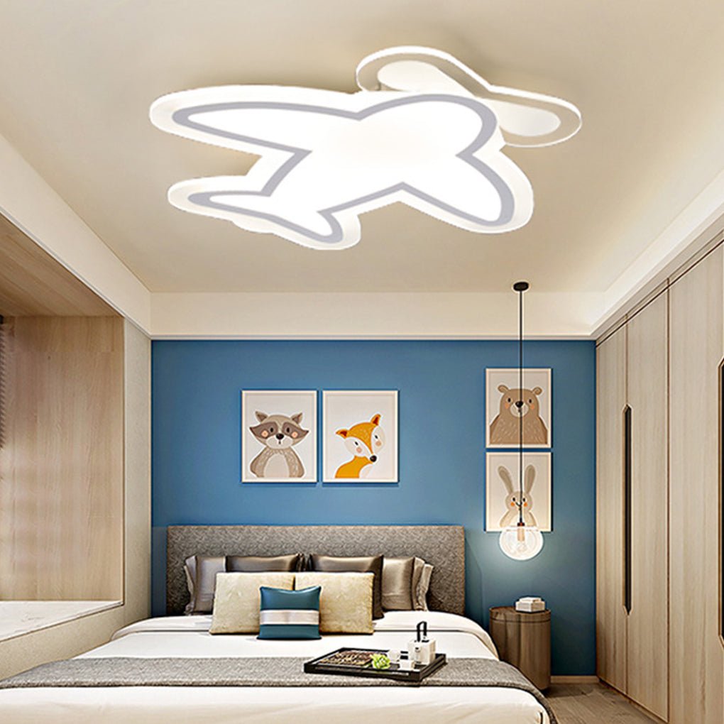 Aircraft Shaped LED Flush Mount Ceiling Light White Iron Kids Room