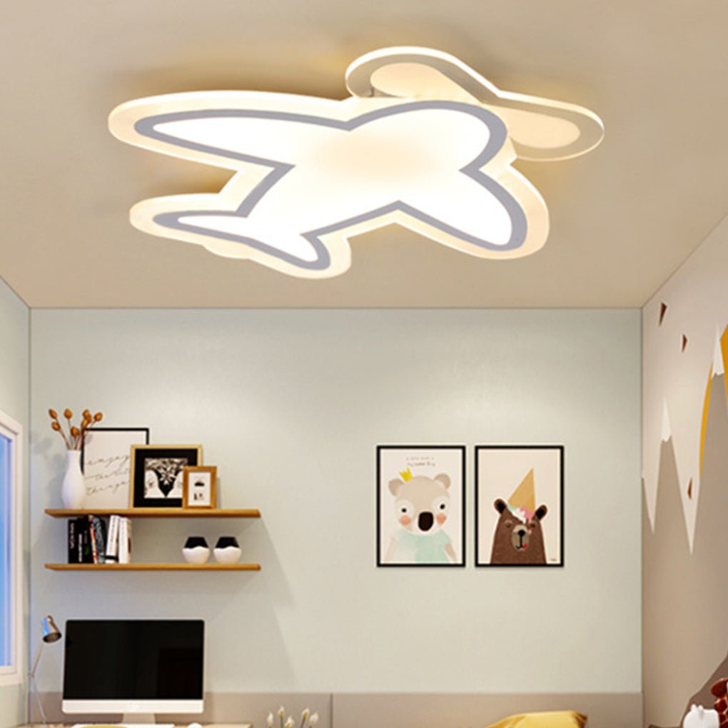 Aircraft Shaped LED Flush Mount Ceiling Light White Iron Kids Room