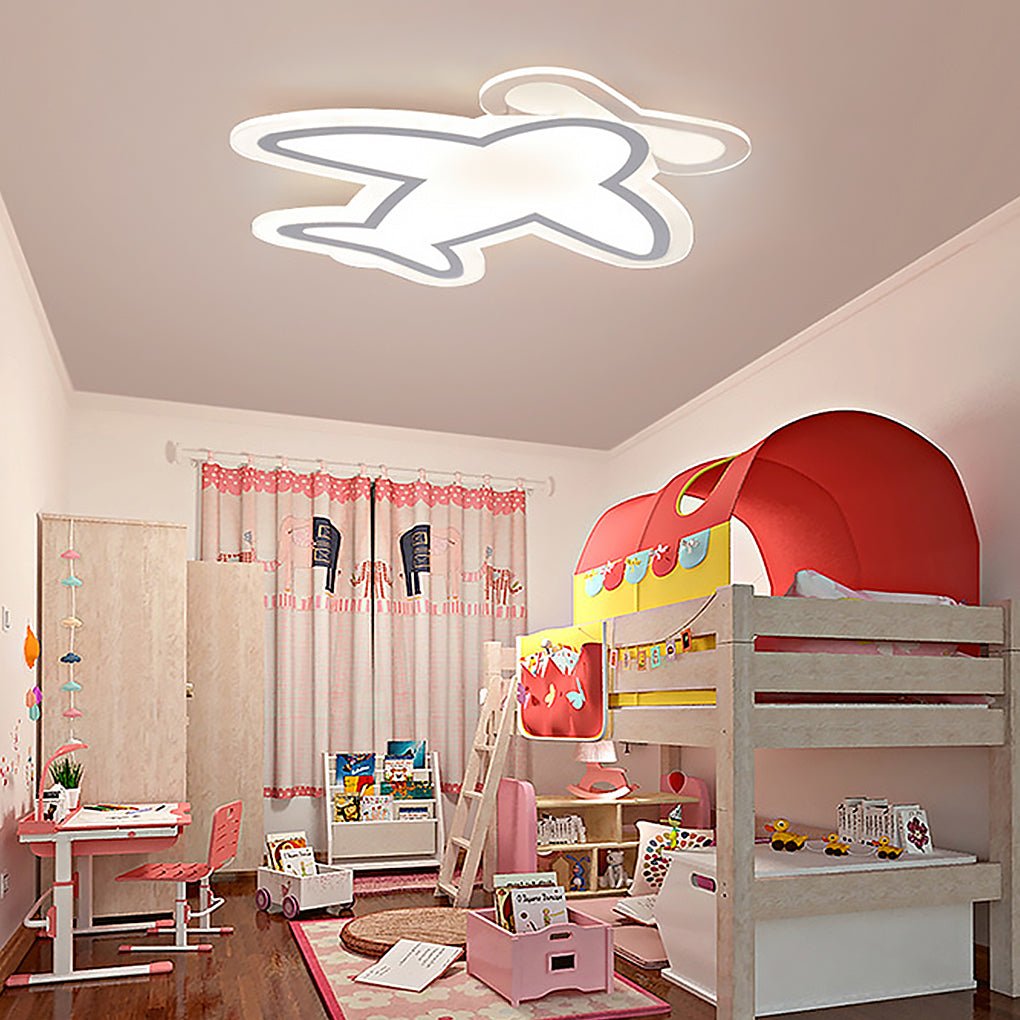 Aircraft Shaped LED Flush Mount Ceiling Light White Iron Kids Room