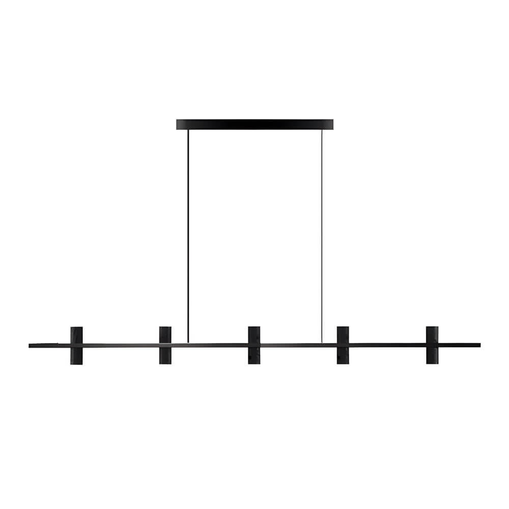 Modern Linear Island Pendant Light - Copper & Black Stone