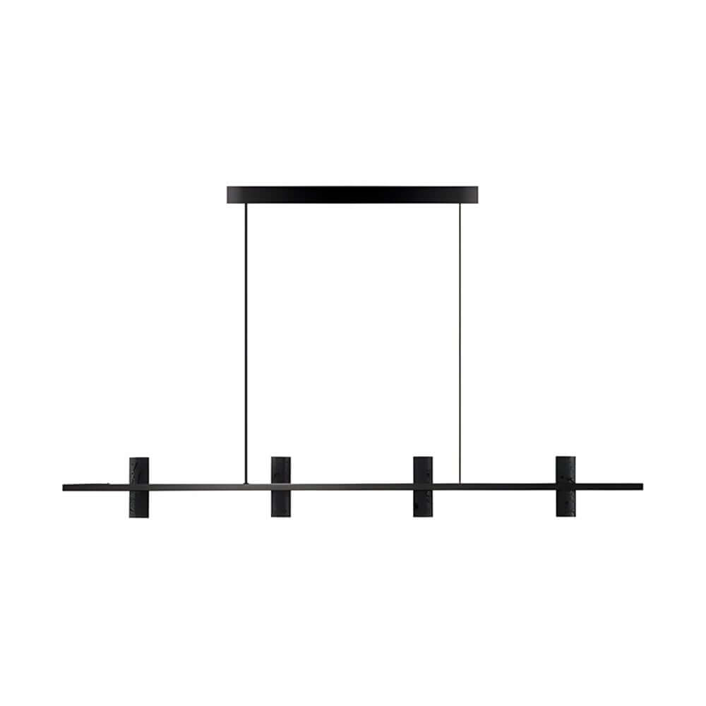 Modern Linear Island Pendant Light - Copper & Black Stone