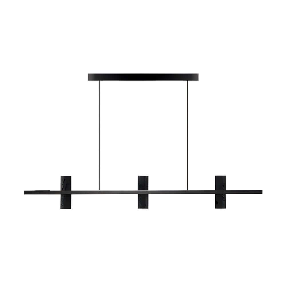 Modern Linear Island Pendant Light - Copper & Black Stone