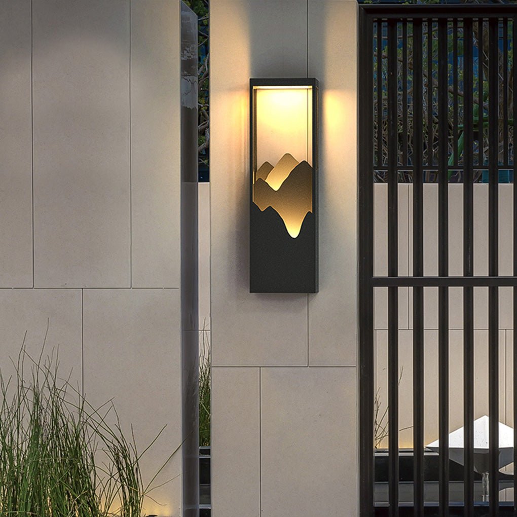 Mountain Scenery LED Outdoor Wall Lamp Waterproof Solar Hardwired