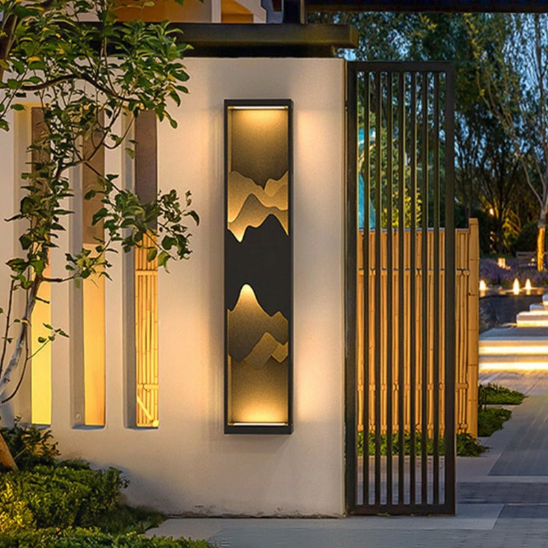 Mountain Scenery LED Outdoor Wall Lamp Waterproof Solar Hardwired