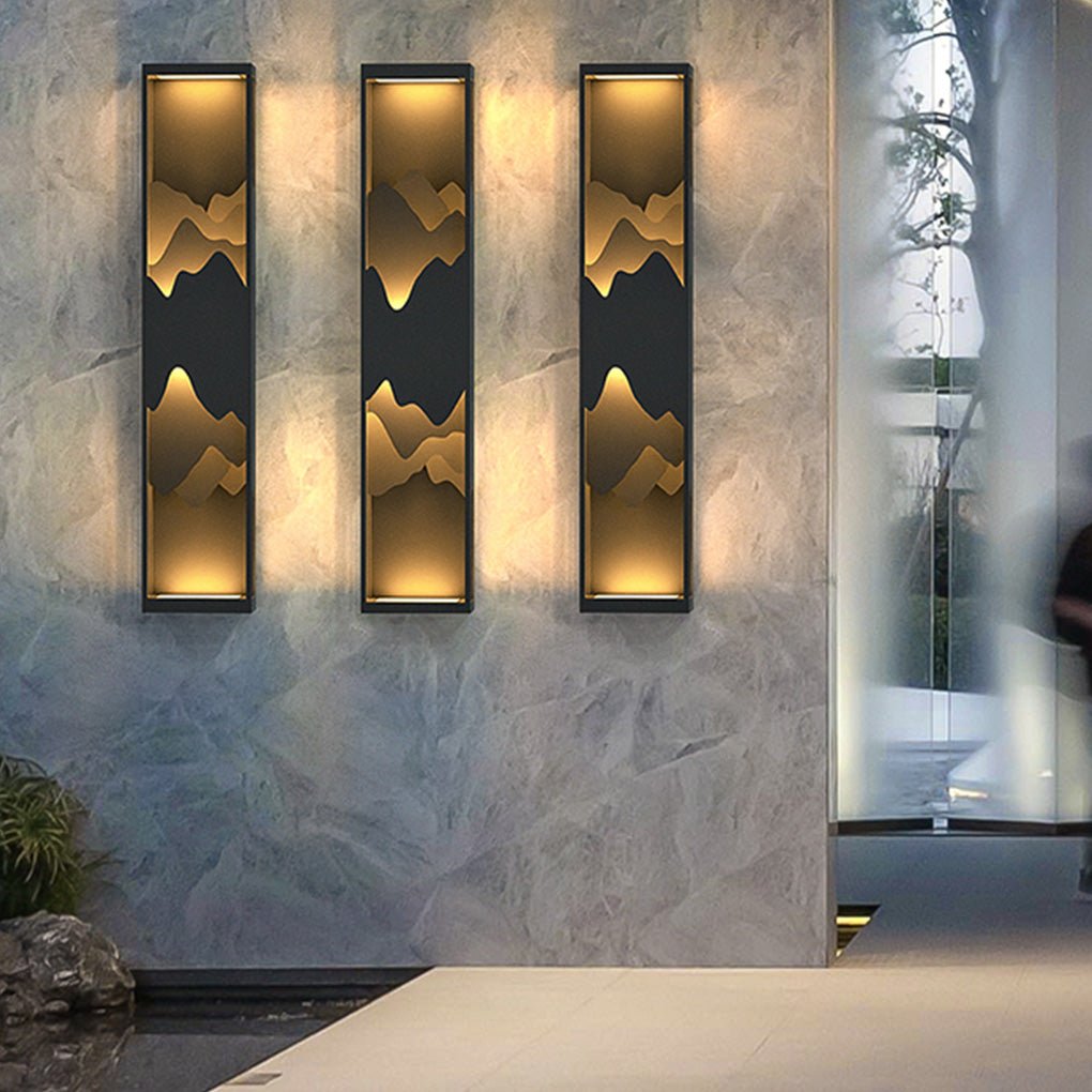 Mountain Scenery LED Outdoor Wall Lamp Waterproof Solar Hardwired