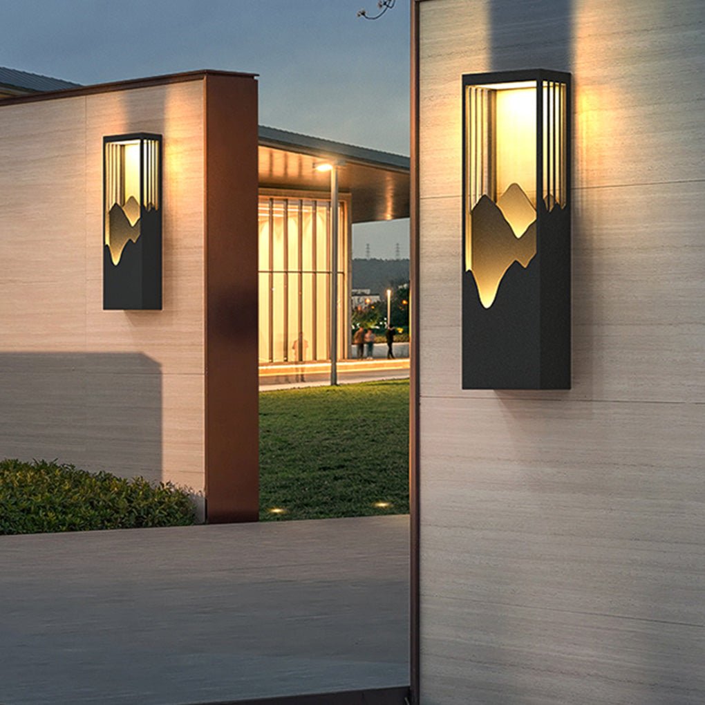 Mountain Scenery LED Outdoor Wall Lamp Waterproof Solar Hardwired