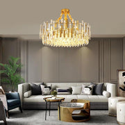 Modern Gold Crystal Chandelier – 9/12/17 Lights, Adjustable Height
