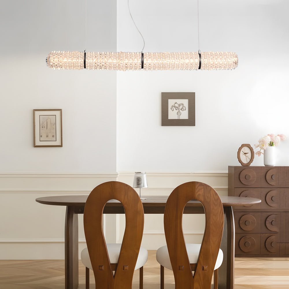 LED Crystal Linear Suspension Lamp with Brushed Black Frame
