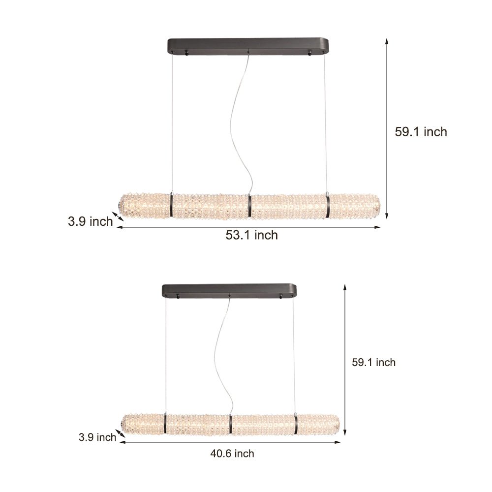 LED Crystal Linear Suspension Lamp with Brushed Black Frame