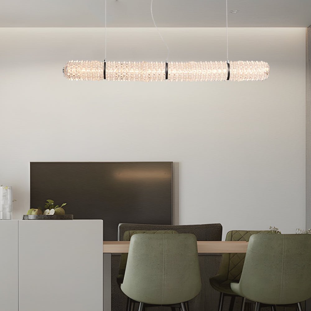 LED Crystal Linear Suspension Lamp with Brushed Black Frame