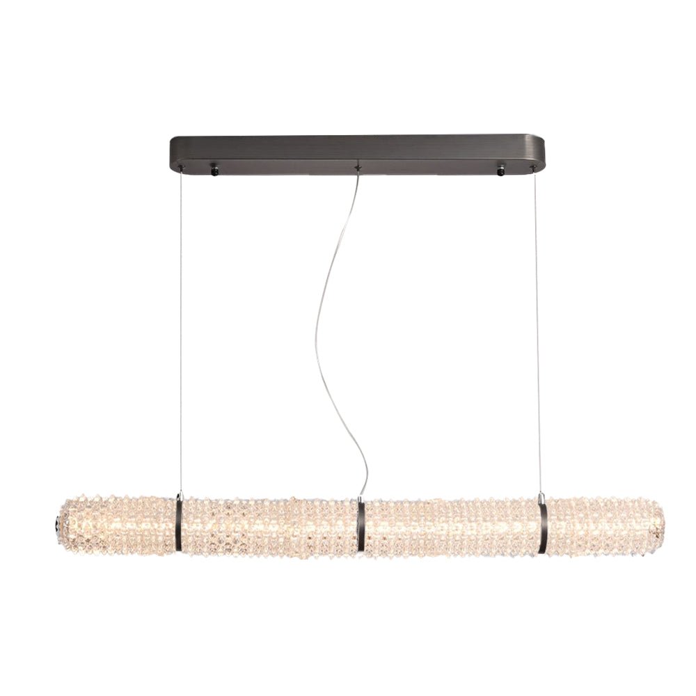LED Crystal Linear Suspension Lamp with Brushed Black Frame