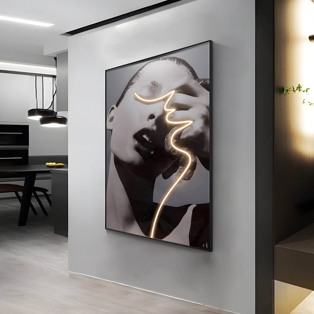 LED Porcelain Lady Profile Wall Art with Ambient Lighting
