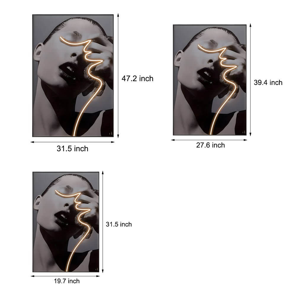 LED Porcelain Lady Profile Wall Art with Ambient Lighting