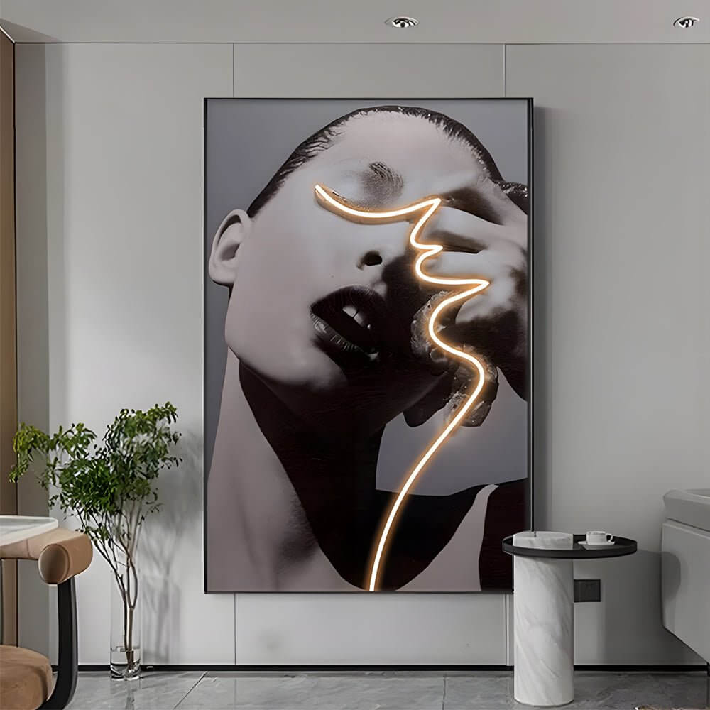 LED Porcelain Lady Profile Wall Art with Ambient Lighting