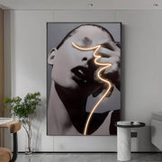 LED Porcelain Lady Profile Wall Art with Ambient Lighting