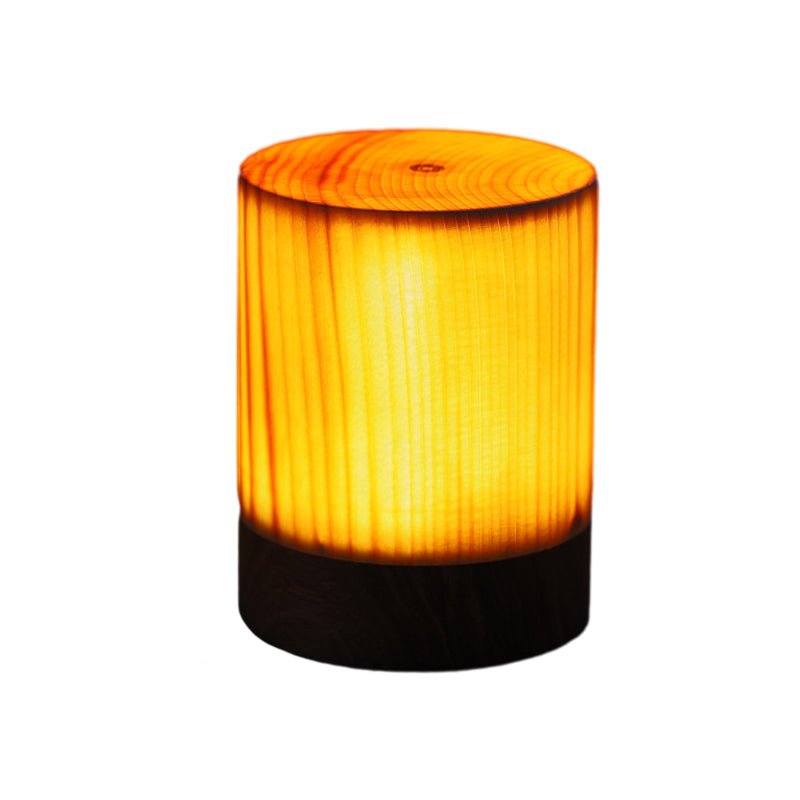 Wooden Cube Accent Table Lamp with Touch Control & USB Charging