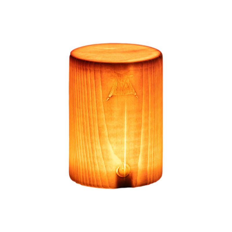 Wooden Cube Accent Table Lamp with Touch Control & USB Charging