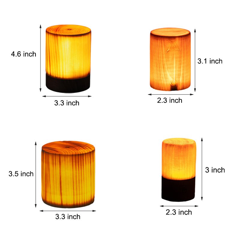 Wooden Cube Accent Table Lamp with Touch Control & USB Charging