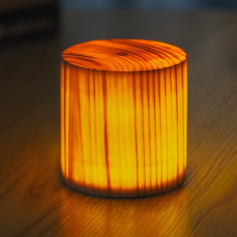 Wooden Cube Accent Table Lamp with Touch Control & USB Charging